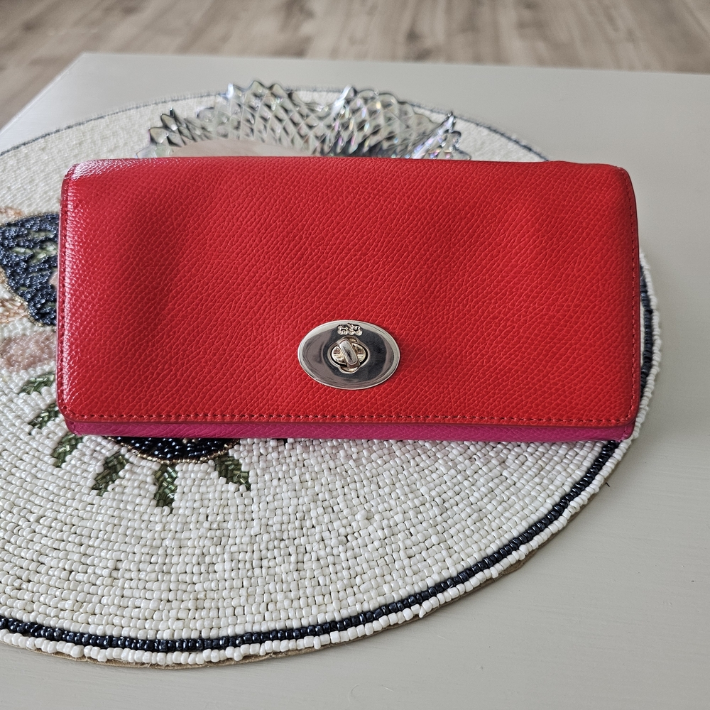 Coach Red And Pink Crossbody Wallet with Gold Hardware - Picture 3 of 16